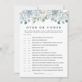 AUSHA Dusty Blue Over oder Under Brautparty Game Einladung (Vorderseite)