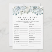 AUSHA Dusty Blue Word Scramble Brautparty Game Einladung (Vorderseite)