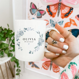 AUSHA Elegante Staubblau Florale Brautjungfer Hoch Kaffeetasse