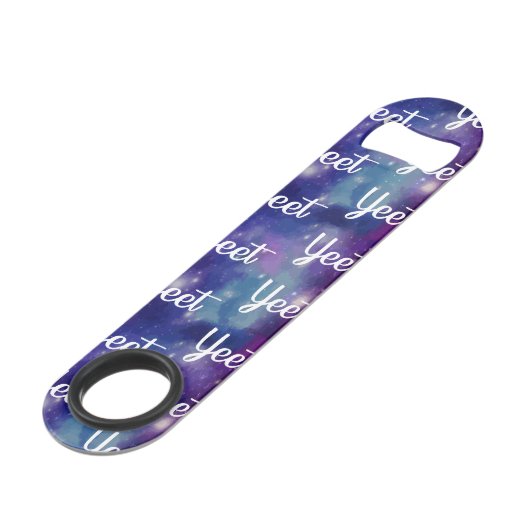 Ausklammerung der Yeet Expression Space Galaxy Speed Flaschenöffner (Vorderseite Schrägansicht)