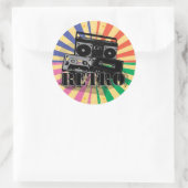 Auslegerbox im Retrostil und Kassetten Runder Aufkleber (Tasche)