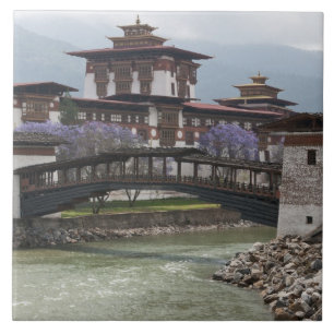 Auslegerbrücke nahe dem Punakha-Dzong-Palast Fliese