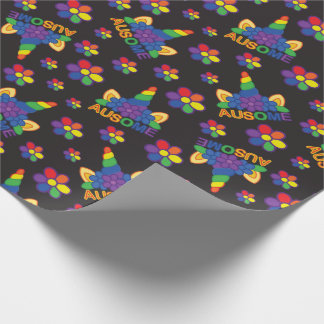 Ausome Autistisches Einhornhorn Blumiges Dunkles S Geschenkpapier
