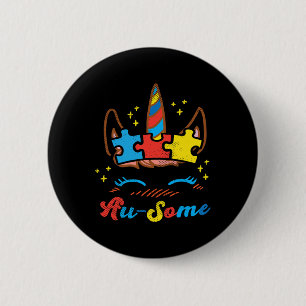 Ausome Einhorn-Gesicht-Puzzle Autismus-Bewusstsein Button