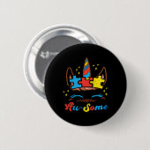 Ausome Einhorn-Gesicht-Puzzle Autismus-Bewusstsein Button (Vorne & Hinten)