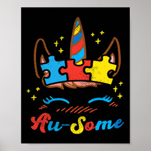 Ausome Einhorn-Gesicht-Puzzle Autismus-Bewusstsein Poster