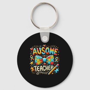 Ausome Teacher Autism Awareness Bow Puzzle Apparel Schlüsselanhänger