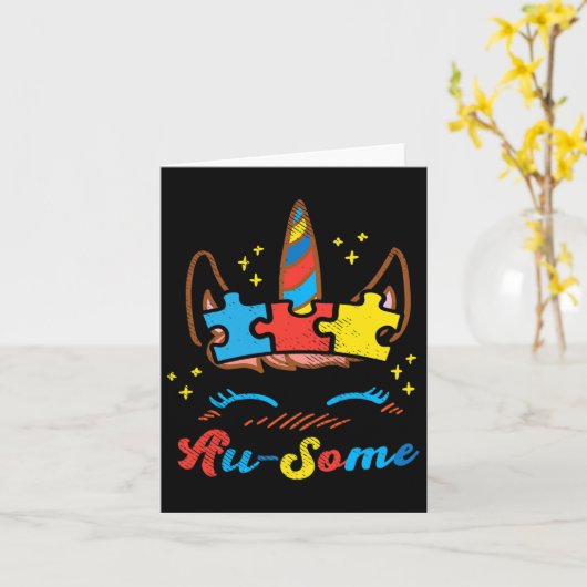 Ausome Unicorn Gesicht Puzzle Autismus Bewusstsein Karte (Gelbe Blume)