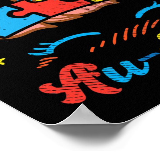 Ausome Unicorn Gesicht Puzzle Autismus Bewusstsein Poster (Ecke)