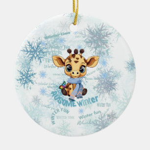 Ausome Winter – Einzigartiger Schneeflocken-Giraff Keramik Ornament