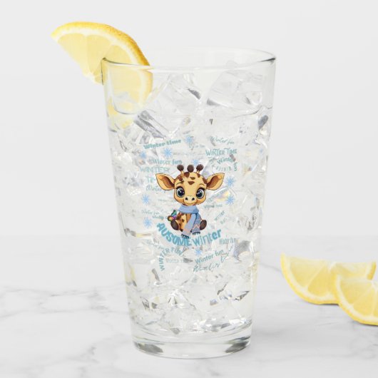 Ausome Winter – One of a Kind Snowflake Giraffe  Glas (Vorderseite Ice)