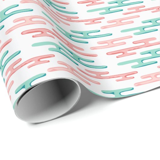 Auspicious Cloud Bands in Teal and Flamingo Geschenkpapier (Rolleneckpunkt)