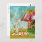 Auspicious Day Whimsical Woodland Maus Folk Kunst Postkarte (Vorne/Hinten)