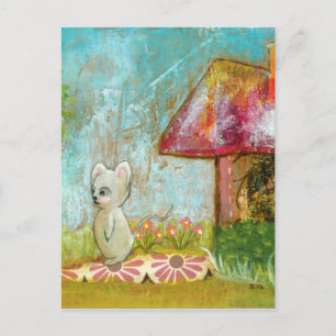 Auspicious Day Whimsical Woodland Maus Folk Kunst Postkarte