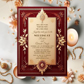 Auspicious Lord Ganesha Floral Maroon Grand Indian Einladung