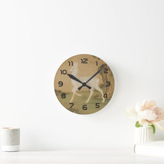 Auspicious Roe Deer Runde Wanduhr (Zuhause)