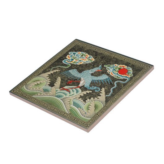 Auspicious Tide & Phoenix steigendes chinesisches Fliese (Seite)