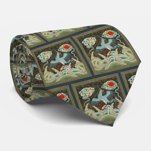 Auspicious Tide & Phoenix steigendes chinesisches  Krawatte (Gerollt)