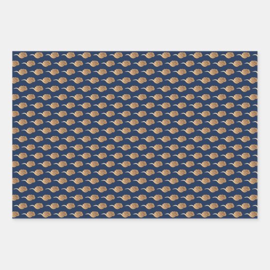 Auspicious Wolken 2023 Chinesisch Neujahr Blue Gol Geschenkpapier Set (Vorderseite)