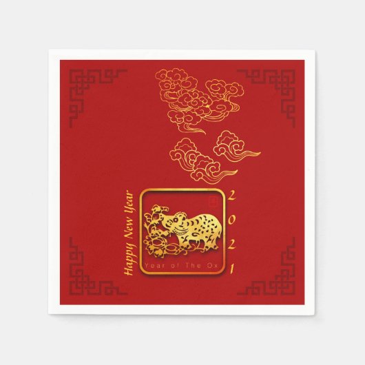 Auspicious Wolken Chinesisch Neujahr OX 2021 PN Serviette (Vorderseite)