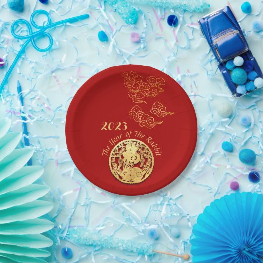 Auspicious Wolken Chinesisch Neujahr Rabbit 2023 P Pappteller (Party)