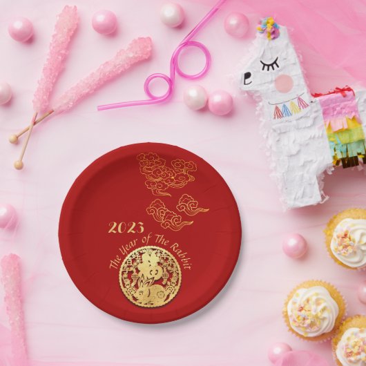 Auspicious Wolken Chinesisch Neujahr Rabbit 2023 P Pappteller (Party)
