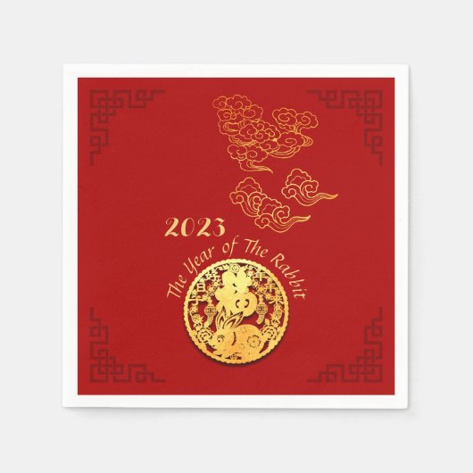 Auspicious Wolken Chinesisch Neujahr Rabbit PN Serviette (Vorderseite)