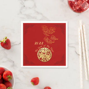 Auspicious Wolken Chinesisch Neujahr Tiger 2022 PN Serviette
