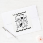 Auspuff- und Reifentechniker Business-Aufkleber Quadratischer Aufkleber (Umschlag)