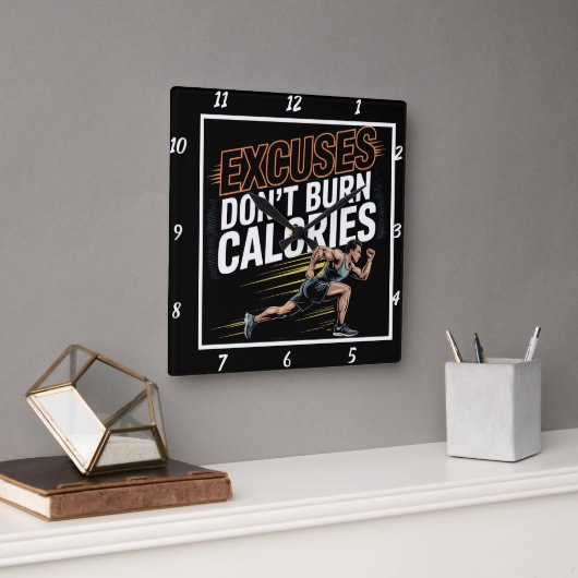 Ausreden Brennt den Kalorienführer nicht Quadratische Wanduhr (Büro)