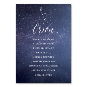 Ausrichtung der Konstellation für die Hochzeitskar Tischnummer