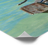 Ausrigger Kanu im Schwarzen Ozean Poster (Ecke)