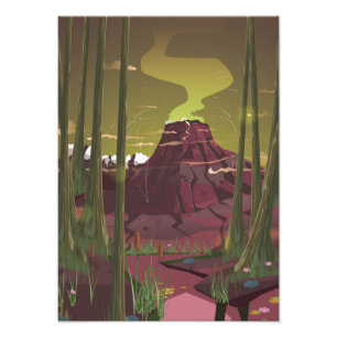 Ausrottung des Vulkans im Sumpf-Cartoon Fotodruck