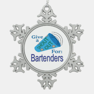Ausrufen für Barkeeper Schneeflocken Zinn-Ornament