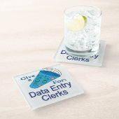 Ausrufen für Dateneingabekräfte Glasuntersetzer (Schrägansicht)