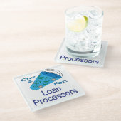 Ausrufen für Kreditprozessoren Glasuntersetzer (Schrägansicht)