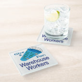 Ausrufen für Lagerarbeiter Glasuntersetzer (Schrägansicht)