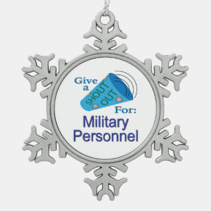 Ausrufen für militärisches Personal Schneeflocken Zinn-Ornament