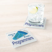 Ausrufen für Programmierer Glasuntersetzer (Schrägansicht)