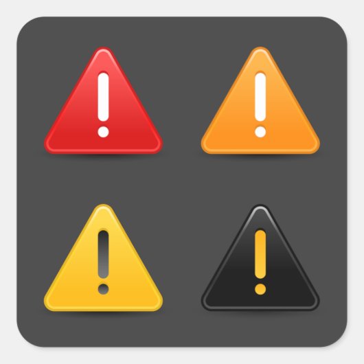 Ausrufezeichen Quadratischer Aufkleber (Vorderseite)