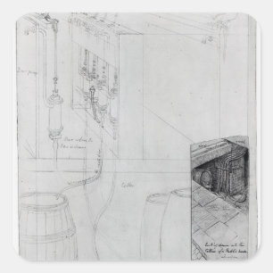Ausrüstung für Bier Keller, 1825 Quadratischer Aufkleber