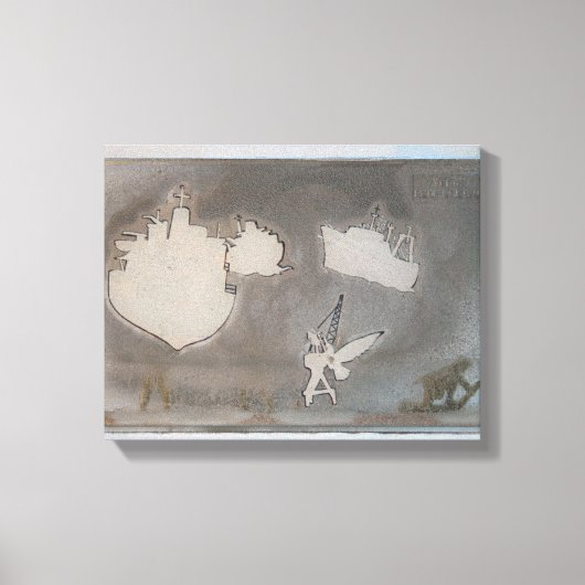 Ausschiffung K7 1986 Leinwand in gemischten Medien (Vorderseite)