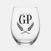Ausschließliche Weingläser, mit Initialen personal Weinglas Ohne Stiel (Vorderseite)