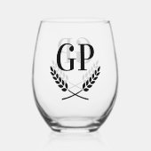 Ausschließliche Weingläser, mit Initialen personal Weinglas Ohne Stiel (Rückseite)