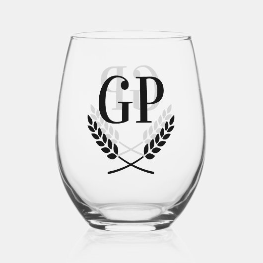 Ausschließliche Weingläser, mit Initialen personal Weinglas Ohne Stiel (Rückseite)