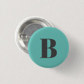 Ausschließlicher Aquamarin-Grau-Monogramm-Anfangsb Button (Vorne & Hinten)