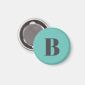 Ausschließlicher Aquamarin-Grau-Monogramm-Anfangsb Magnet (Vorderseite/Rückseite)