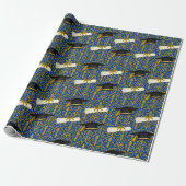 Ausschmückung Blau und Gold Abschluss Geschenkpapier (Ungerollt)