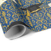 Ausschmückung Blau und Gold Abschluss Geschenkpapier (Rolleneckpunkt)