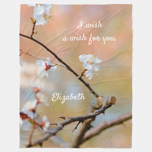 Ausschneiden japanischer Aprikosenblüten Fleecedecke (Vorderseite)